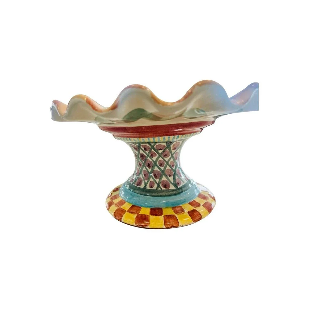Mackenzie Childs Keukenhof Fluted Cake Stand Childs 12